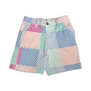 Vineyard Vines Girls Patchwork Pastel Pink Blue Cotton Shorts Size 4T
